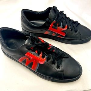 BURBERRY Painted Logo Sneakers Low Cut Sneakers Black Leather Mens 41
